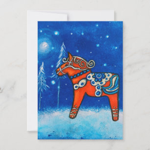 Dala Horse II In Winter Holiday Card