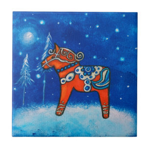 Dala Horse II Tile Coaster