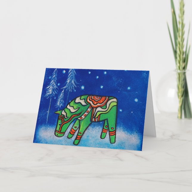 Dala Horse III Christmas Card (Front)