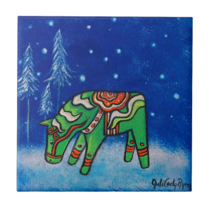 Dala Horse III Tile Coaster