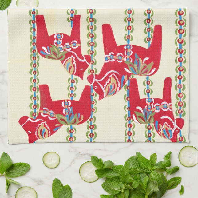 Dala Horse Kitchen Towel (Folded)