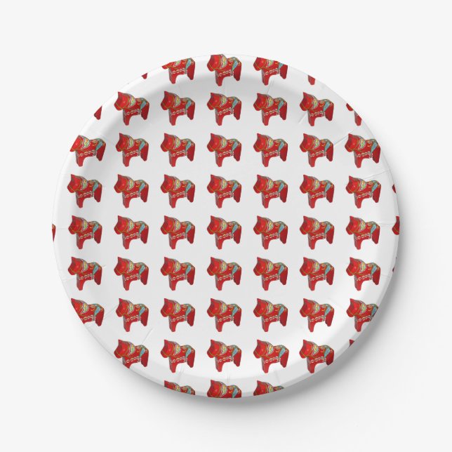 Dala Horse Paper Plate (Front)