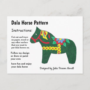 Dala Horse Pattern to Share Holiday Postcard