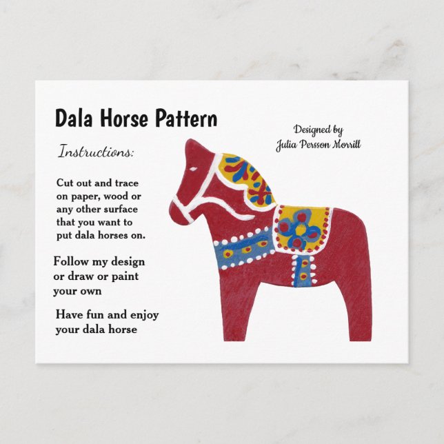 Dala Horse Pattern to Share Holiday Postcard (Front)