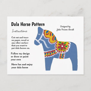 Dala Horse Pattern to Share Holiday Postcard