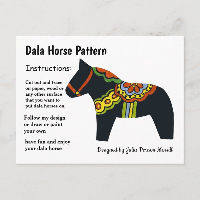 Dala Horse Pattern to Share Holiday Postcard (Front)