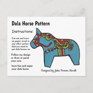 Dala Horse Pattern to Share Holiday Postcard