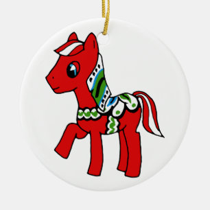 Dala Horse Pony Ceramic Tree Decoration