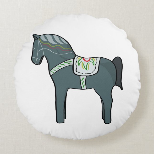 Dala horse round cushion (Front)
