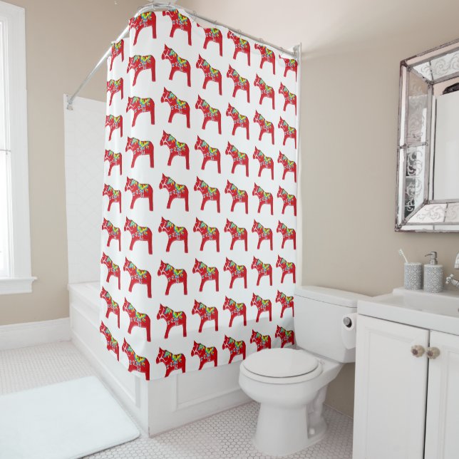 Dala Horse Shower Curtain (In Situ)