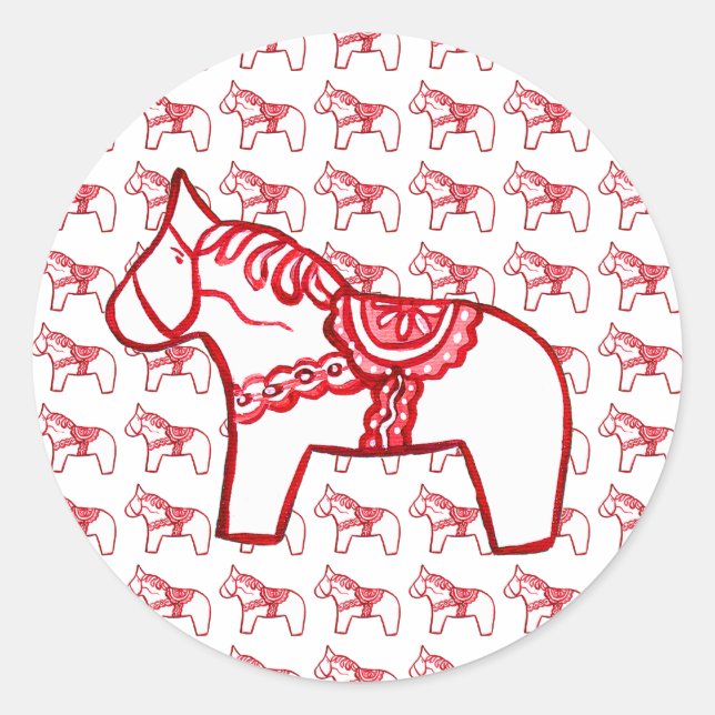 Dala Horse Sticker in Red and White (Front)