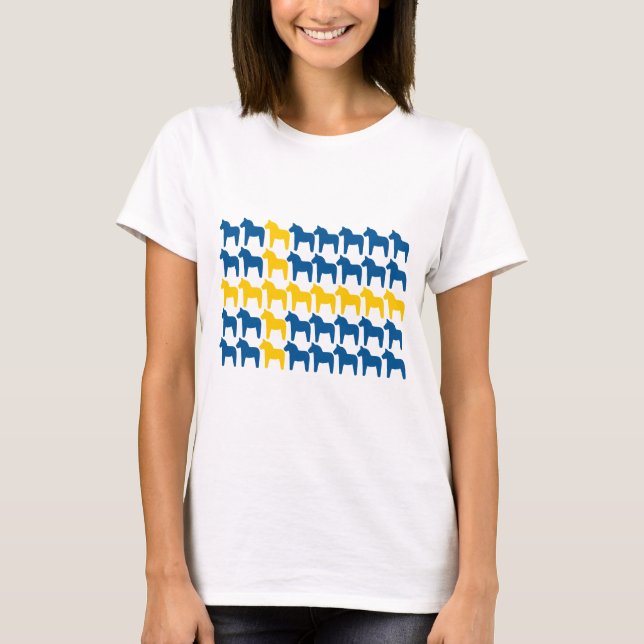 Dala Horse Sweden Flag T-Shirt (Front)