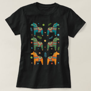 Dala Horse Sweden Swedish Dalecarlian Horses T-Shirt