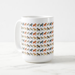 Dala Horse Swedish Folk Art Pattern Coffee Mug