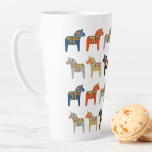 Dala Horse Swedish Folk Art Pattern Latte Mug