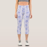 Dala Horse Swedish Pattern Indigo Blue and White Capri Leggings<br><div class="desc">Dala or Dalecarlian Horse pattern in indigo blue and white.  Swedish folk style design.</div>