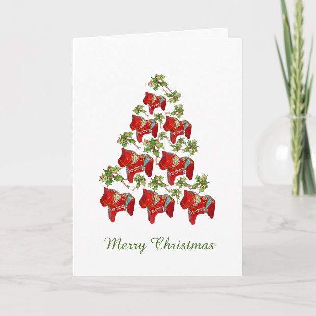 Dala Horse Thinking of You Christmas Card (Front)