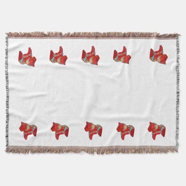 Dala Horse Throw Blanket (Front)