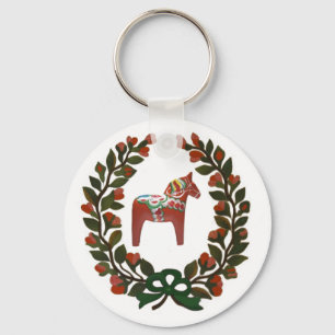 Dala Horse Wreath Key Ring
