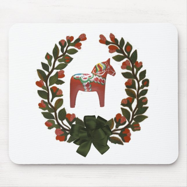 Dala Horse Wreath Mouse Pad (Front)