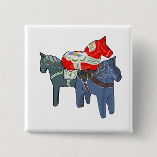 Dala Horses 15 Cm Square Badge