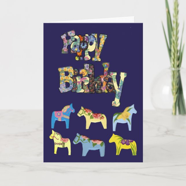 Dala Horses Birthday Card (Front)