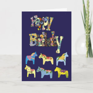 Dala Horses Birthday Card