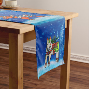 Dala Horses in Winter Table Runner