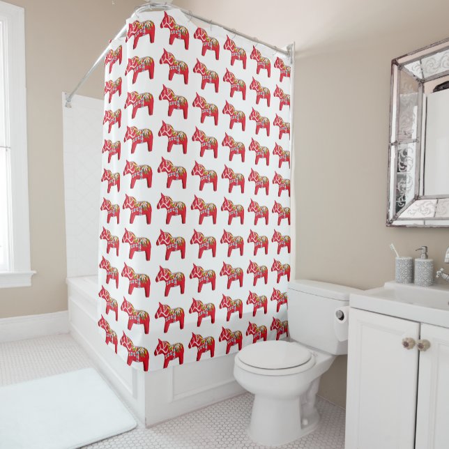 Dala Horses Shower Curtain (In Situ)