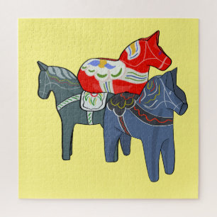 Dala Horses Square Jigsaw Puzzle