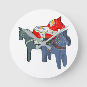 Dala Horses Square Round Clock