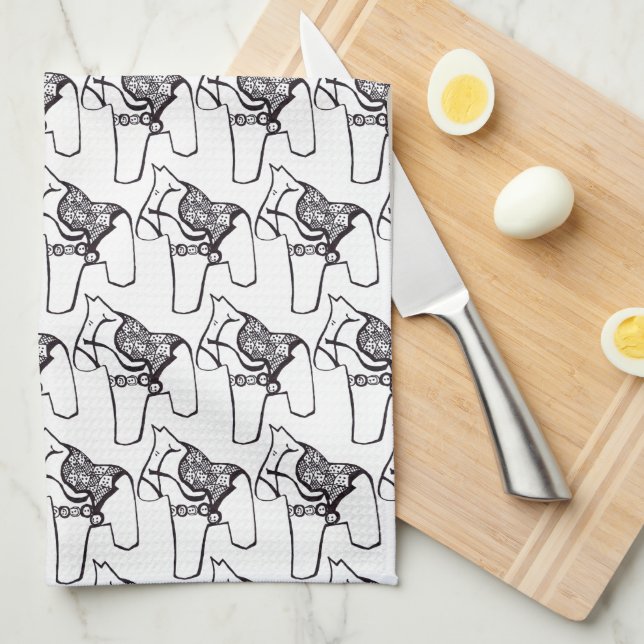 Dala Horses Tea Towel (Quarter Fold)