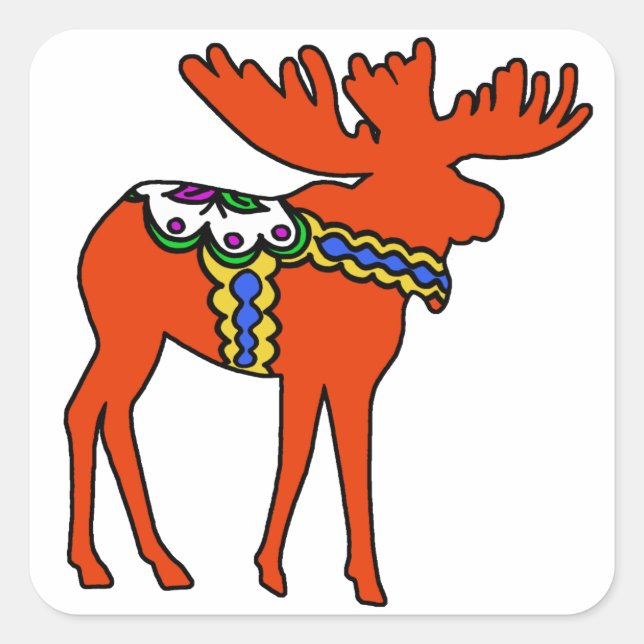 Dala Moose Square Sticker (Front)