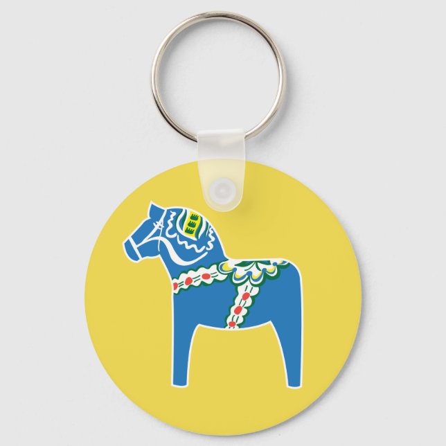 Dalahäst | Dala horse blue Key Ring (Front)