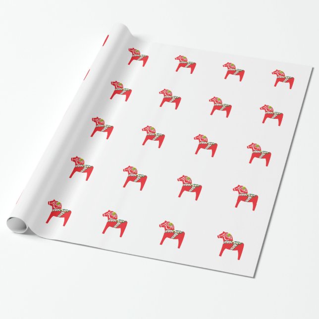 Dalahäst | Dala horse Wrapping Paper (Unrolled)