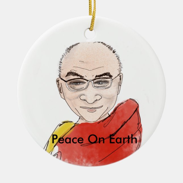 Dalai Lama - Peace on Earth Ceramic Tree Decoration (Front)