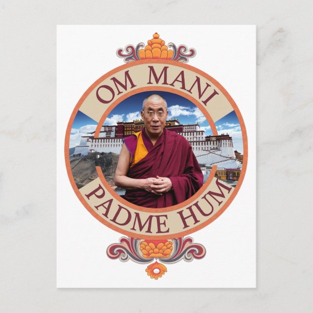 Dalai Lama Potala Palace Om Mani Padme Hum Postcard (Front)