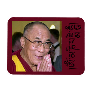 Dalai Lama Praying with Om Mani Padme Hum Mantra Magnet