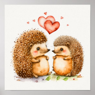 Dale and Peggy Valentine Hedgehogs Poster Print