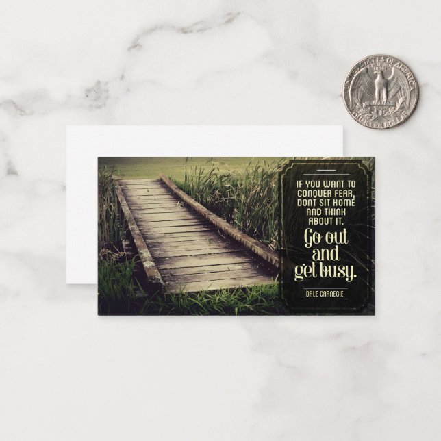 Dale Carnegie Inspirational Quote "Get busy" Card (Front/Back In Situ)