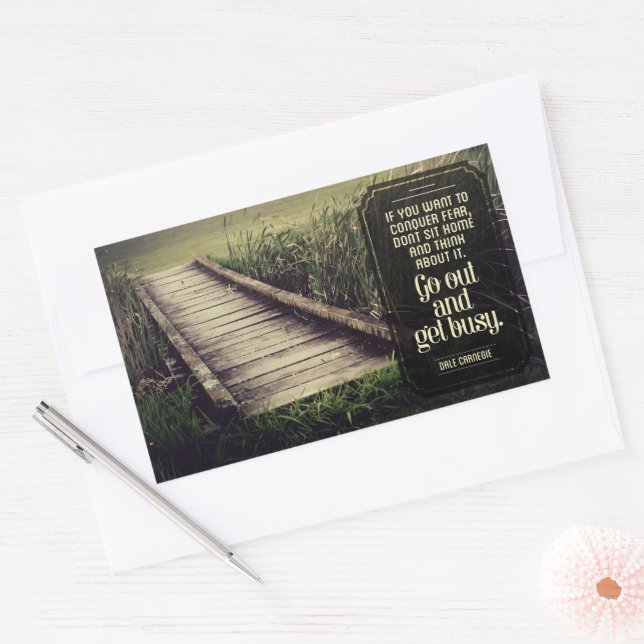 Dale Carnegie Inspirational Quote "Get busy" Rectangular Sticker (Envelope)