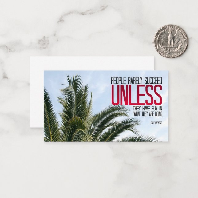 Dale Carnegie Inspirational Quote "Have fun" Card (Front/Back In Situ)