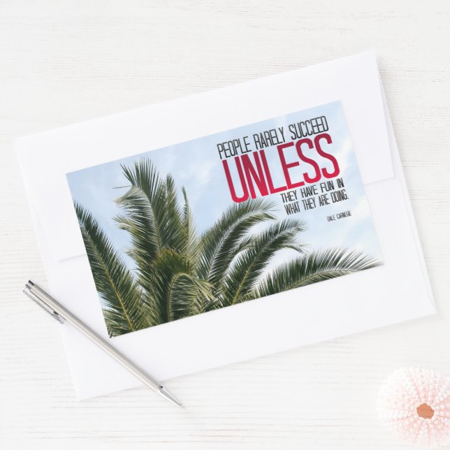 Dale Carnegie Inspirational Quote "Have fun" Rectangular Sticker (Envelope)