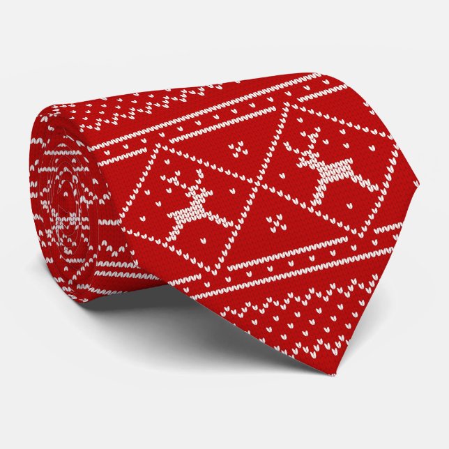 Dale Christmas Collection Red Christmas Sweater Tie (Rolled)