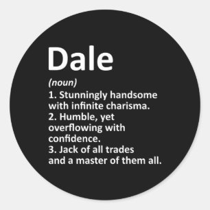 Dale Definition Personalised Name Funny Birthday G Classic Round Sticker