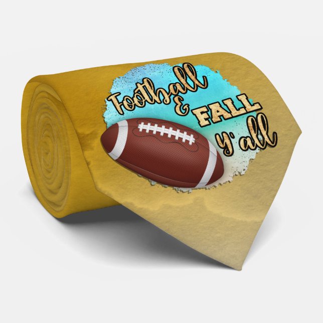 Dale Football & Fall Y'all on Yellow Neck Tie (Rolled)