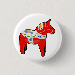 Dalecarlian horse 3 cm round badge