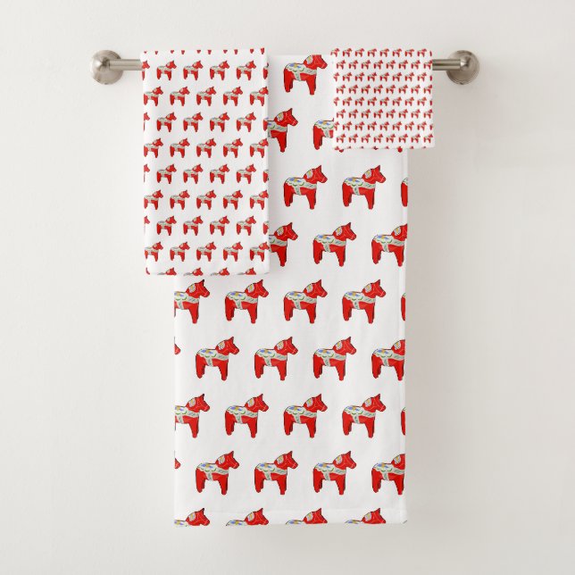 Dalecarlian horse  bath towel set (Insitu)