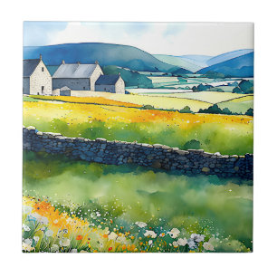 “Dalehaven” Wide Landscape Yorkshire Dales Scene Ceramic Tile