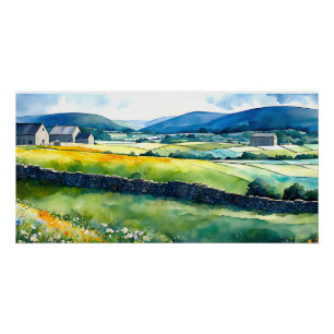 “Dalehaven” Wide Landscape Yorkshire Dales Scene Poster